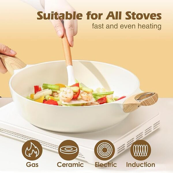 SENSARTE Ceramic Cookware Sets, Pots and Pans Set Nonstick - Image 3